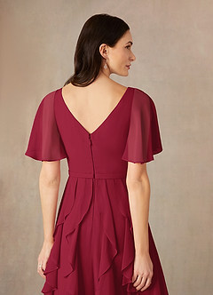 Azazie Watson Mother of the Bride Dresses Burgundy A-Line V-Neck Chiffon Dress image5