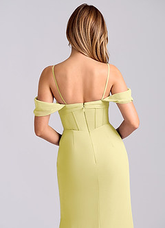Azazie Joanne Bridesmaid Dresses Lemon Sorbet Mermaid Off the Shoulder Chiffon Dress image2