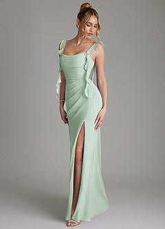 Azazie Jessamine Abiti da Damigella Abito Sirena in Chiffon Corsetto Agave image6