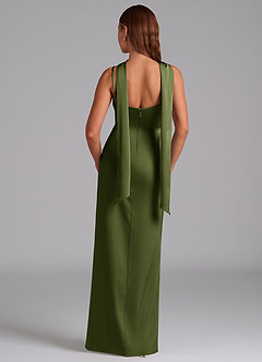 Azazie Calandra Essayer des robes à la maison Robe Trapèze en Satin extensible Plissée Eucalyptus image4