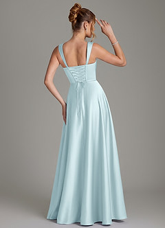 Azazie Azaria Bridesmaid Dresses Cloud Blue A-Line Corset Stretch Satin Dress image5