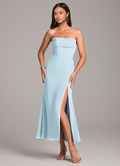 Azazie Saige Bridesmaid Dresses Sky Blue Sheath Off the Shoulder Chiffon Convertible Dress image6