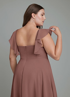 Azazie Leilani Bridesmaid Dresses Espresso A-Line Pleated Chiffon Dress image12