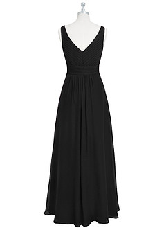 Azazie Pierrette Bridesmaid Dresses Black A-Line Pleated Chiffon Dress image8
