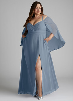Azazie Cienna Bridesmaid Dresses Twilight A-Line Off the Shoulder Chiffon Dress image9