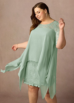 Azazie Flo Mother of the Bride Dresses Agave A-Line Lace Chiffon Dress image7