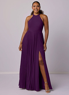Barbie ♥ Azazie Bridesmaid Dresses Grape A-Line Pleated Chiffon Dress image7