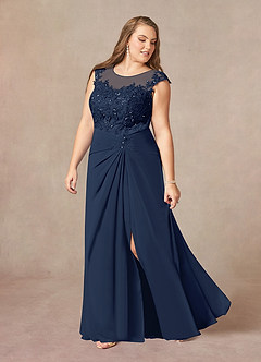 Azazie Libby Mother of the Bride Dresses Dark Navy A-Line Scoop Sequins Chiffon Dress image9