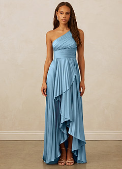 Christian Siriano Bridal for Azazie 1008 Robes de demoiselle d'honneur Robe Trapèze en Satin extensible Ue épaule Acier Bleuté image1