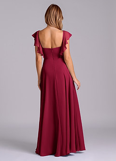 Azazie Leilani Bridesmaid Dresses Burgundy A-Line Pleated Chiffon Dress image2