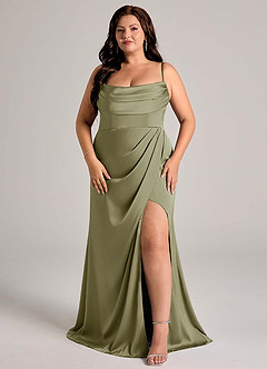 Azazie Johana Bridesmaid Dresses Pistachio Mermaid Off the Shoulder Stretch Satin Convertible Dress image15