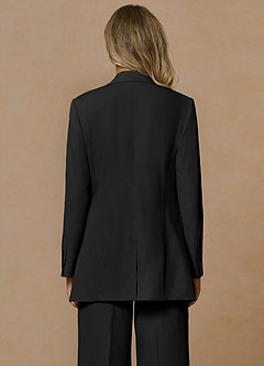 front Margaret Black Cotton Linen Blend Blazer
