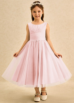 Azazie Macaron Flower Girl Klänningar Klä A-Line i Tyll Plisserad image3