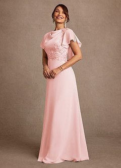 Azazie Frieda Mother of the Bride Dresses Blushing Pink A-Line Applique Chiffon Dress image2