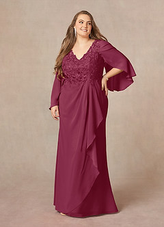 Azazie Perry Mother of the Bride Dresses Mulberry Mermaid V-Neck Lace Chiffon Dress image9
