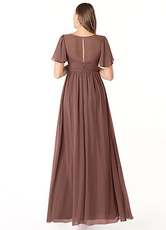 Azazie Verna Brudepigekjoler til gravide A-Line V-hals Ruched Chiffon Gulv-længde Kjole image2