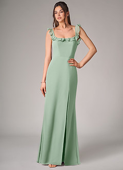 Azazie Callie Bridesmaid Dresses Agave Mermaid Side Slit Chiffon Convertible Dress image4