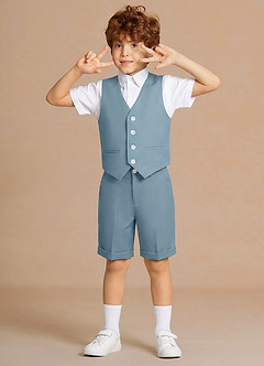 Oliver Azul Claro Conjunto de 4 piezas de chaleco y pantalones cortos para niño