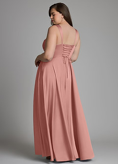 Azazie Azaria Bridesmaid Dresses Rosette A-Line Corset Stretch Satin Dress image8