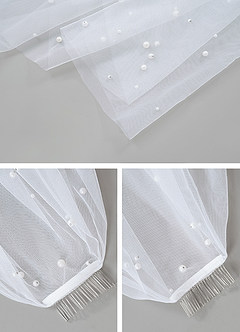 front Viola Pearl Fingertip Veil With Blusher