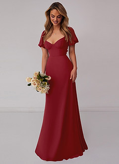 Barbie ♥ Azazie Bridesmaid Dresses Pomegranate A-Line Pleated Chiffon Dress image6
