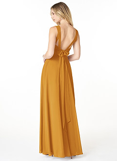 Azazie Julie Bridesmaid Dresses Butterscotch A-Line Sweetheart Neckline Chiffon Dress image2