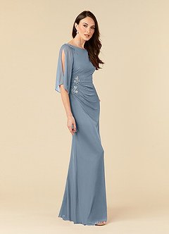 Azazie Magdalene vestidos de madre de la novia Vestido de Azul Polvoriento de Malla de Vestido tubo con Lentejuela image2