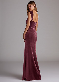 Azazie Junia Bridesmaid Dresses Raspberry Sheath Off the Shoulder Velvet Convertible Dress image3