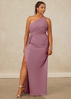 Christian Siriano Bridal for Azazie 1003 Bridesmaid Dresses Vintage Mauve Sheath One Shoulder Chiffon Dress image11