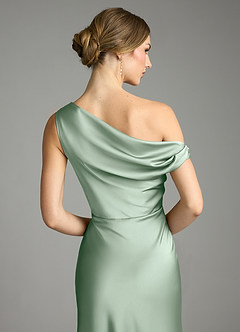 Azazie Emerson Bridesmaid Dresses Agave Mermaid Off the Shoulder Stretch Satin Dress image7