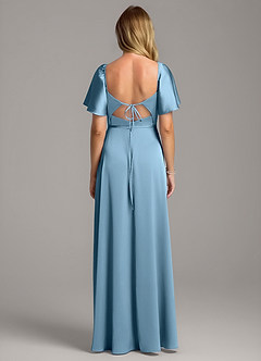 Azazie Chloe Bridesmaid Dresses Steel Blue A-Line Sweetheart Neckline Stretch Satin Dress image3
