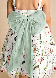 Azazie Peppa Blumenmädchenkleider A-Linie Herzausschnitt Tüll Kleid Elfenbein Agave image6