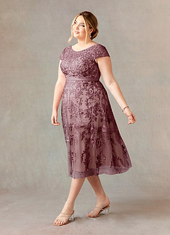 Azazie Sanna Moeder van de bruid jurken A-Lijn Jurk van Tule Scoop kant Vintage Mauve Champagne image9