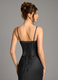 Azazie Reverie Robes de demoiselle d'honneur Robe Sirène en Satin extensible Corset Noir image6