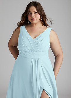 Azazie Karina Bridesmaid Dresses Cloud Blue A-Line Pleated Chiffon Dress image11