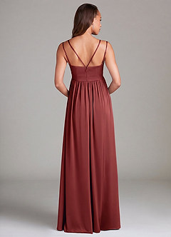 Azazie Emree Maternity Bridesmaid Dresses A-Line Stretch Satin Floor-Length Dress with Pockets image2