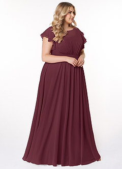 Azazie Daphne Modest Bridesmaid Dresses A-Line Ruffled Chiffon Floor-Length Dress image9