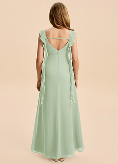Azazie Cindy Junior Dusty Sage A-Line Ruched Chiffon Dress image5
