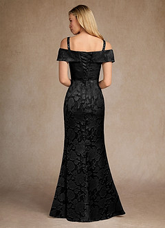 Azazie Canton Mother of the Bride Dresses Black Mermaid Off the Shoulder Floral Burnout Dress image7
