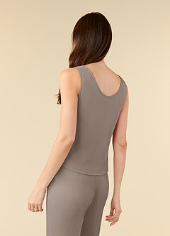 Azazie Frances Mother of the Bride Dresses Taupe Jumpsuit/Pantsuit Scoop Mesh Dress image8