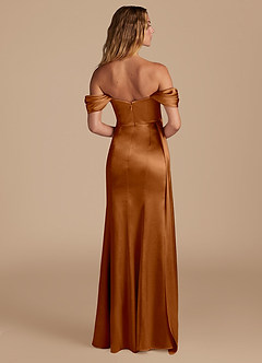 Azazie Amyra Bridesmaid Dresses Copper Mermaid Sweetheart Neckline Metallic Satin Convertible Dress image6