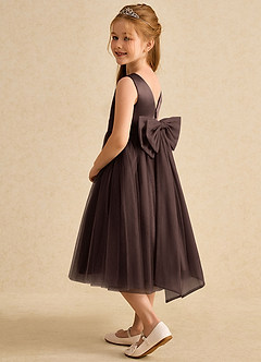 Azazie Winnie Blumenmädchenkleider Ballkleid Schleifen Tüll Kleid Ganache image5