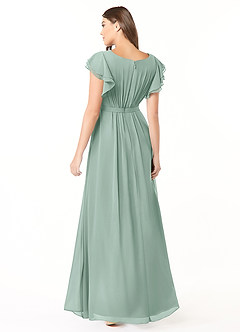Azazie Daphne Modest Bridesmaid Dresses A-Line Ruffled Chiffon Floor-Length Dress image2