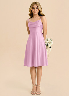 Azazie Bear Junior Candy Pink A-Line Sweetheart Neckline Stretch Satin Dress image5