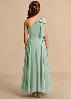 Azazie Guppy Girls Formal Flower Girl Dresses Agave A-Line One Shoulder Chiffon Dress image2
