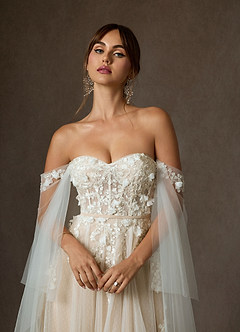 Azazie Wynery Abiti da Sposa Abito Principessa in Pizzo a Spalla Scoperta Diamante Bianco Nudo image2