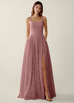 Megan Dusty Pink Lace A-line Prom Dress image3