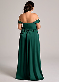 Azazie Calianna Bridesmaid Dresses Emerald A-Line Off the Shoulder Stretch Satin Convertible Dress image7
