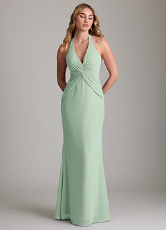 Azazie Valerie Bridesmaid Dresses Agave Mermaid Pleated Chiffon Dress image3