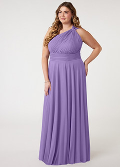 Azazie Charlize Bridesmaid Dresses Tahiti A-Line One Shoulder Mesh Dress image8
